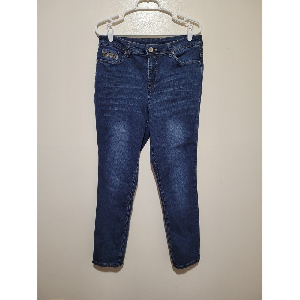 Christopher & Banks Skinny‎ Jeans Womens 10 Blue Embroidered Pockets
